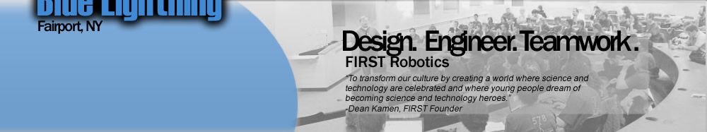 Main Banner- It includes an image of our team working and a qoute from Dean Kamen, the founder of FIRST